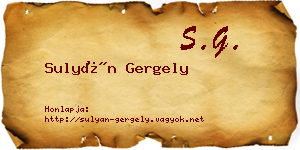 Sulyán Gergely névjegykártya